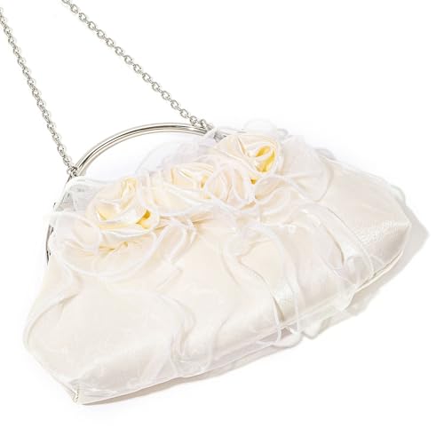 Blumenabend Clutches Tasche Für Frauen Mädchen Hochzeit Braut Handtasche Und Geldbörse Kettenband Umhängetasche Satins Abendtasche von Fahoujs