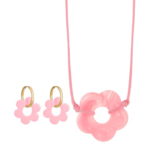 Blumenheiztkette Und Ohrringe Set Für Frauen Elegantes Blumenmotivenzubehör Accessoires Daily Wear Accessoire Blumenanhänger Set von Fahoujs