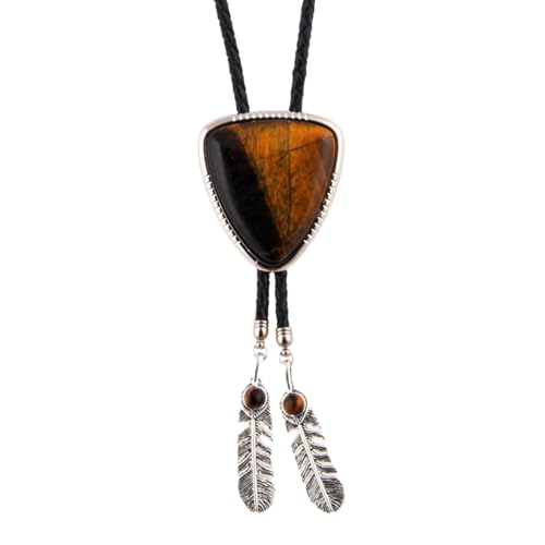 Bolotie Für Frauen Männer Western Bolotie Vintage Triangular Stone Schmuck Kunstleder Seil Krawatte Gefiederte Halskette Bolotie Für Frauen Männer Western Bolotie Vintage Triangular Stone Schmuck Kunstleder Seil Krawatte Gefiederte Halskette von Fahoujs