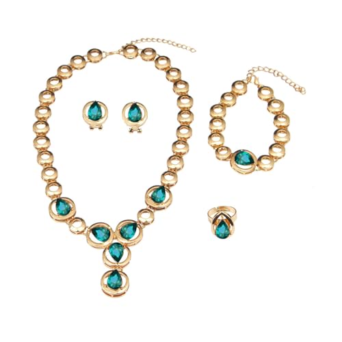 Brauthochzeit Schmuckset Mit Funkelnder Kristall Halskette Und Ohrringe Hochzeitsfeier Juwely Für Frauen Engagement Halskette Set Vorhanden von Fahoujs