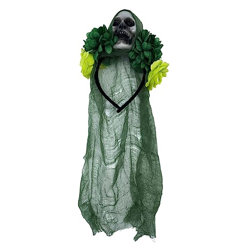 Bunte Blumen-Haarbänder, Totenkopf-Haarreifen, Halloween, Stirnbänder mit Schleier, für Damen und Mädchen, Karneval, Partyzubehör, Halloween-Kopfbedeckung von Fahoujs