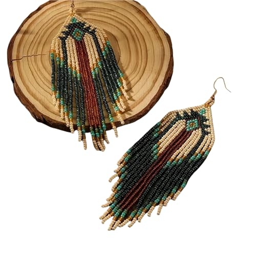 Bunte Böhmische Perlenohrringe Blumenquasten Ohrhänger Leichte Handgefertigte Schmuck Geschenk Für Frauen Mädchen Vintage Glasperlenohrringe Für Frauen von Fahoujs