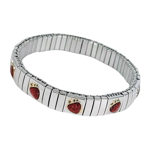 Fahoujs Cherrys Muster Edelstahlarmband Für Jugendliche Mädchen Verstellbare Größen Trendy Tägliche Trage Schmuckgeschenke Für Ihr Cherrys Armband von Fahoujs