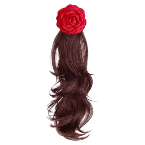 Cosplay Curly Ponytail Hair Extensions Haarteil Verstellbare Synthetische Perücken Erweiterungen Für Frauen Clip Rosenblütenclip In Pferdeschwanz Haarverlängerung von Fahoujs