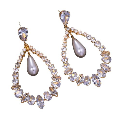 Elegante Brautohrringe Mit Großen Wassertropfen Designs Funkelnder Brautohrheizenheizschmuckschmuck Mit Zirkongolden Ohrringen von Fahoujs