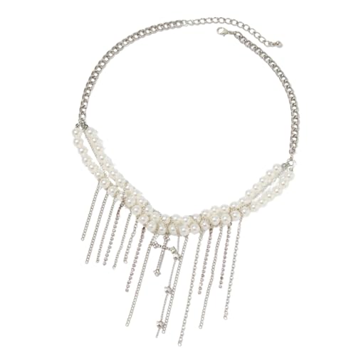 Elegante Quasten Halskette Mit Verstellbarem Ketten Leicht Gewicht Design Für Frauen Mode Schmuck Kunstperlen Akzente Stilvoller Alltags Halskette von Fahoujs