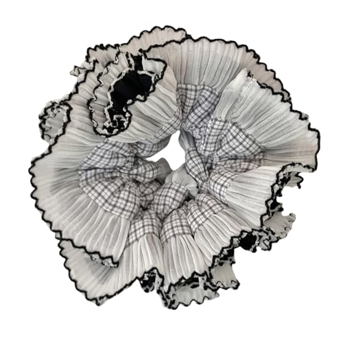 Elegante Spitzenhaarkritzel Lady Hair Buns Haare Elastische Mehrschicht Check Scunchies Französische Kopfbedeckungshaarstylingsbänder von Fahoujs