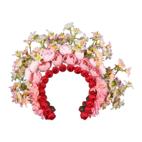 Ethnischer Stil Blumenstirnband Modische Blumengirlande Trendige Haardekoration Blumen Haar Accessoire Für Partys Trendy Haarverzerrung von Fahoujs