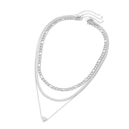 Fahoujs 1 Set EviMistatated Heart Pendant Halskette Stapelbare Neckkäse Einstellbare Geschichtete Nackenschmuck Für Tägliche Verschleiß Und Partys Geschichtete Herzheizkette Halskette von Fahoujs