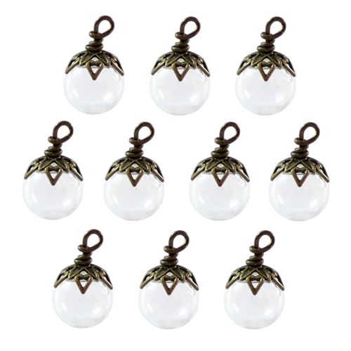 Fahoujs 10pcs Kleine Glasflaschen Wünschen Gläser Mit Silbernen Blumenhut Für Bastelschmuck Handwerk Und Dekoration Täglich Gebrauch Anhängerdekoration von Fahoujs