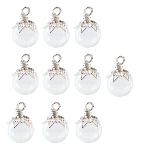 Fahoujs 10pcs Kleine Glasflaschen Wünschen Gläser Mit Silbernen Blumenhut Für Bastelschmuck Handwerk Und Dekoration Täglich Gebrauch Anhängerdekoration von Fahoujs