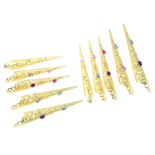 Fahoujs 10pieces Nails Rings Set Fingerspeicherklauenringe Legierungstextur Für Belly Dance Halloween Und Themenpartys Party Accessoires Geeignet von Fahoujs