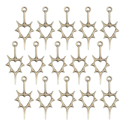 Fahoujs 15pcs Romance Love Dornen Herzförmiger Charme In Antiken Silber Tragbar Für Ohrringe Halsketten Armbänder Die Einzigartige Schmuckstücke Basteln von Fahoujs