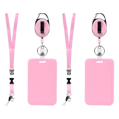 Fahoujs 2Set Abzeichenhalter Mit Versenkbaren Rollenabzeichen Clips Retractable Heavy Rollen Schlüsselkartenhalter Mit Lanyard Carabiner Clip ID Kartenhalter von Fahoujs