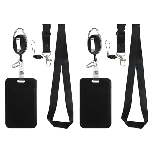 Fahoujs 2Set Abzeichenhalter Mit Versenkbaren Rollenabzeichen Clips Retractable Heavy Rollen Schlüsselkartenhalter Mit Lanyard Carabiner Clip ID Kartenhalter von Fahoujs