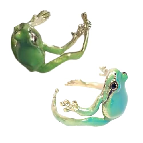 Fahoujs 2pcs Baumfrösche Formringe Einstellbare Größe Finger Ringe Accessoire Themat von Fahoujs