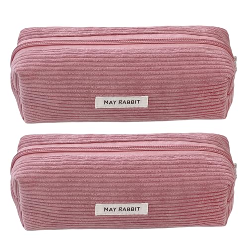 Fahoujs 2pcs Corduroy Bleistift Gehäuse Reißverschluss Bleistiftbeutel Für Erwachsene Erwachsene Große Kapazitätsbeutel Reisekosmetik Aufbewahrungstasche Mehrkompartiment Bleistifthalter von Fahoujs