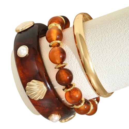 Fahoujs 3pcs Gewinktes Stapelbares Armband Mit Kunstperlen Mit Kunstgewicht. von Fahoujs