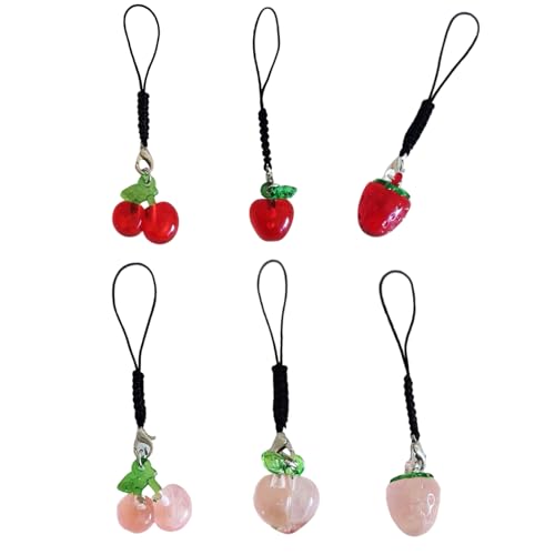 Fahoujs 6pcs Stylish Obst Telefon Anhänger Multifirtional Key Schmuck Mode Keychain Fruit Bag Ornament Für Telefonschlüssel Geeignet von Fahoujs