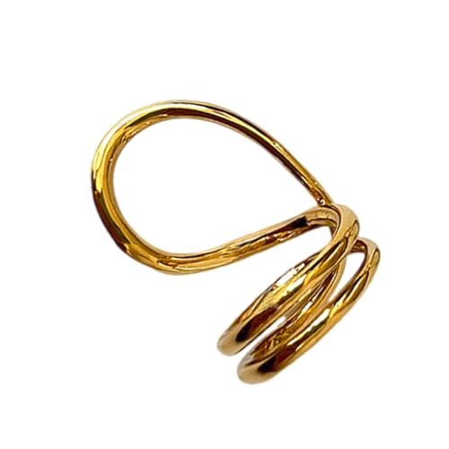 Fahoujs Abstract Hollow Rings Statement Ringe Mit Doppellinienstruktur Metalltextur Für Einzigartige Stile Und Modische Artikelmode von Fahoujs