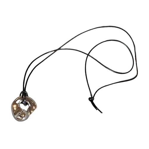 Fahoujs Abstrakte Hohle Metallanhänger Halskette Schwarz PU Leder Neckchain Verstellbare Sewater Kette Mode Choker Moderner Kunstanhänger Fahoujs Abstrakte Hohle Metallanhänger Halskette Schwarz PU Leder Neckchain Verstellbare Sewater Kette Mode Choker Moderner Kunstanhänger von Fahoujs