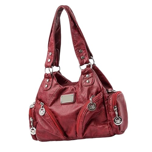 Fahoujs All Matching Umhängetasche Für Frau Einfacher Crossbody Trendy Handtasche Retro Boten Frauen Crossbody Retro Schulter PU Leder Handtasche Mode Pendeln von Fahoujs