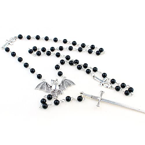 Fahoujs Ankh Cross Fledermaus Anhänger Halskette Goth Long Rosenkranz Perlen Halskette Halloween Schmuck Y2K Punk Pullover Kette Ankh Cross Bat Gothic Punk Choker Fahoujs Ankh Cross Fledermaus Anhänger Halskette Goth Long Rosenkranz Perlen Halskette Halloween Schmuck Y2K Punk Pullover Kette Ankh Cross Bat Gothic Punk Choker von Fahoujs