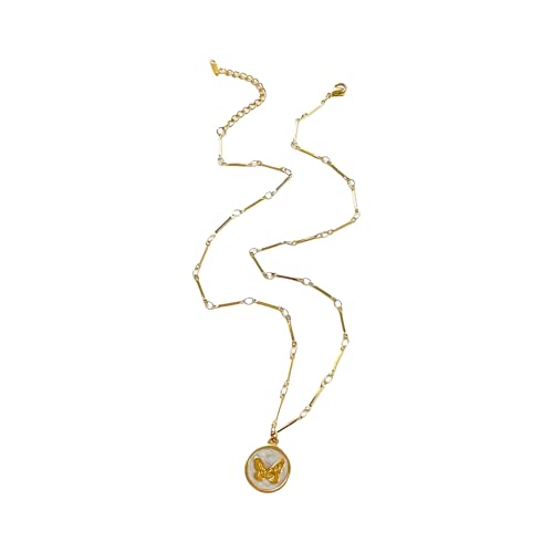 Fahoujs Artikeln Emaillierte Schmetterling Schmuck Zarte Anhänger Halskette Bequem Fit Lässig Zum Formellen Accessoire Bunte Tropf Schmetterling Anhänger Halskette von Fahoujs