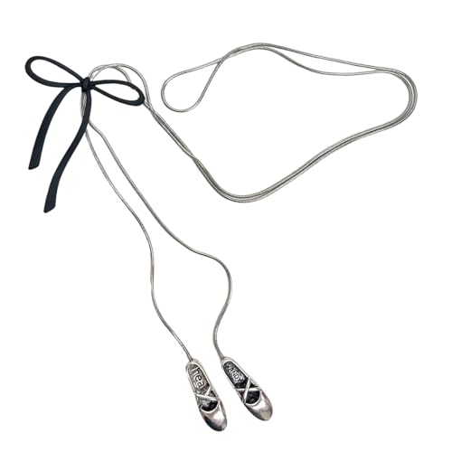 Fahoujs Ballettschuh Slipper Charme Halskette Einstellbarer Zugketten Butterfly Bögen Choker Stylish Schmuck Handgefertigt Tanzzubehör von Fahoujs