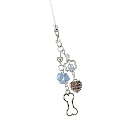 Fahoujs Blue Heart Dogs Charme Telefongurt Schöne Herzhunde Telefongurt Kette Multi Zweck Schlüsselbund Anhänger Für Tägliche Verschleiß von Fahoujs