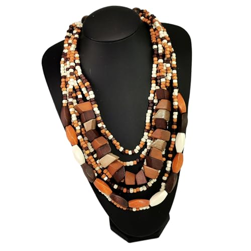 Fahoujs Bunte Holzperlen Halskette Afrikanische Stile Große Bunte Holz Stilvolle Schlüsselbeutelkette Mit Multi Layer Multilayer von Fahoujs