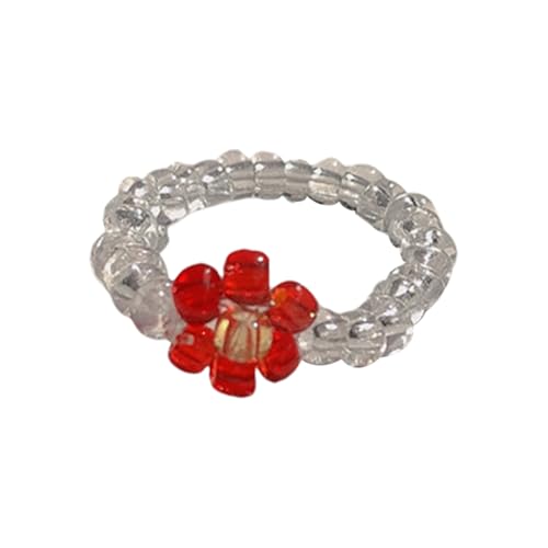 Fahoujs Bunte Perlenringe Elastische Verstellbare Designs Blütenringe Accessoire Für Einen Individuellen Passform Und Modes Statement Perlenschmuck von Fahoujs