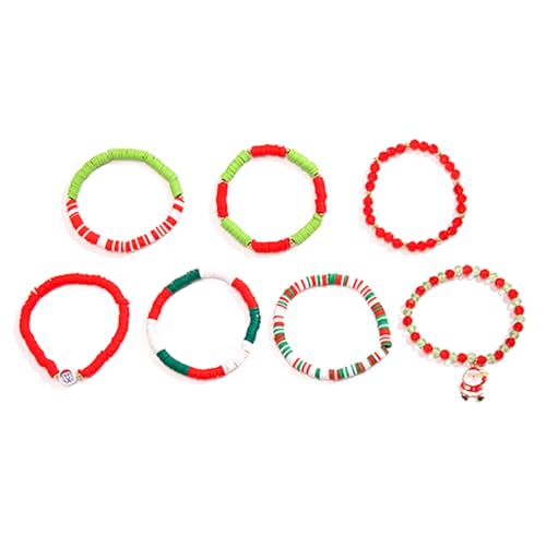 Fahoujs Buntes Weiche Tonkügelchen Armband Weihnachtserie Charmalm Armband Perfekt Zum Hinzufügen Von Ferienfeier Zu Jedem Outfit Weiche Tonperle von Fahoujs