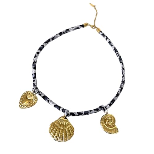 Fahoujs Elegante Goldene Starfishes Anheitige Halskette Auf Leopardendruckkabel Einzigartige Neckkette Perfekt Für Marine Faktor Liebhaber Frauen Stil Schmuck von Fahoujs