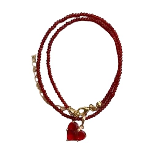 Fahoujs Elegante Herzförmige Kubische Zirkonias Halskette Robuste Legierungsmaterialien Jubiläumsgeburtstag Tägliches Freiheitsgebrauch Alloy Herzkette Mit Kristallen von Fahoujs