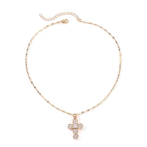 Fahoujs Elegante Kubische Zirkonia Kruzifix Halskette Einstellbare Kette Länge Halskette Religiöser Schlüsselbeutel Kette Unisex Schmuck Vielseitiger Verschleiß Fahoujs Elegante Kubische Zirkonia Kruzifix Halskette Einstellbare Kette Länge Halskette Religiöser Schlüsselbeutel Kette Unisex Schmuck Vielseitiger Verschleiß von Fahoujs