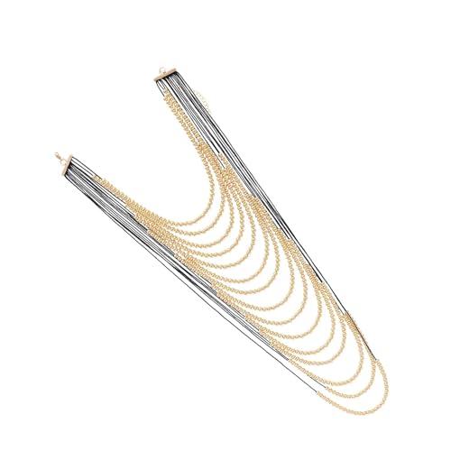 Fahoujs Elegante Multi Schicht Perlen Halskette Wasserfall Schlüsselbein Kette Verstellbare Länge Neckkette Für Styles Enthusiasten Prom Halskette von Fahoujs