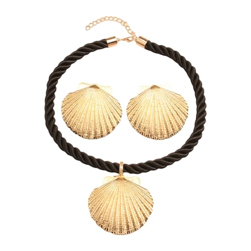 Fahoujs Elegante Muschel Ohrringe Und Halskette Set Modische Accessoires Handgefertigt Frauen Mädchen Schmuck Für Tägliche Kleidung Spezialanlass Ohrringe von Fahoujs