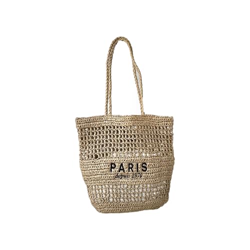 Fahoujs Elegante Openwork Beach Bag Praktische Gewebte Design Leichter Umhängetasche Für Reiseinkäufe Täglich Gebrauch Frauen Privatsphäre Gefütterte Hohle Handtasche von Fahoujs