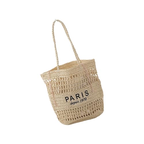 Fahoujs Elegante Openwork Beach Bag Praktische Gewebte Design Leichter Umhängetasche Für Reiseinkäufe Täglich Gebrauch Frauen Privatsphäre Gefütterte Hohle Handtasche von Fahoujs
