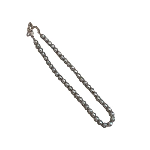 Fahoujs Elegante Silbergraue Perlen Halskette Tragbare Silbergraue Perlenkette Halskette Einzigartige Nackenkette Für Unvergessliche Gelegenheiten Edelstahlschmuck von Fahoujs