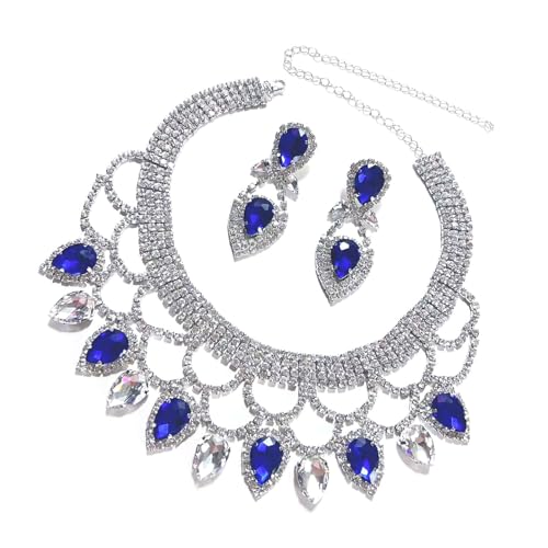 Fahoujs Elegante Strasssteine Halskette Ohrringe Set Zeigen Handgefertigte Die Für Besondere Anlässe Geeignet Sind Und Die Hochzeitshalskette Täglichen von Fahoujs