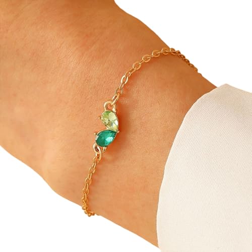 Fahoujs Elegantes Herzarmband Mit Doppelten Geburtssteinen Tragbare Entwürfe Dekoration Zum Feiern Besonderer Geschenke Täglich Nutzung Alltags Verschleiß Armband von Fahoujs