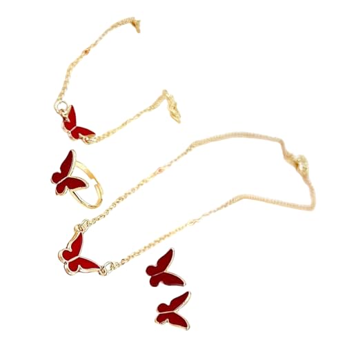 Fahoujs Elegantes Schmetterlingsketten Armband Ringe Bolzen Mit Zartem Design Für Moderne Frauen Die Einzigartige Stile Allergie Resistent Modeschmuck Suchen von Fahoujs