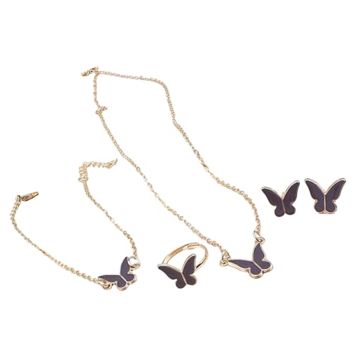 Fahoujs Elegantes Schmetterlingsketten Armband Ringe Bolzen Mit Zartem Design Für Moderne Frauen Die Einzigartige Stile Allergie Resistent Modeschmuck Suchen von Fahoujs