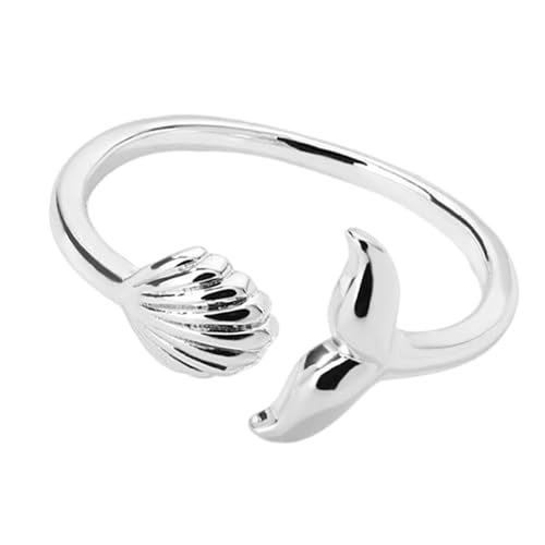 Fahoujs Eröffnungsringe Whale Heck Handschmuck Ringe Metall Textur Einstellbar Für Weibliche Mode Enthusiasten Party Accessoire von Fahoujs