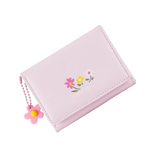 Fahoujs Frauen Brieftasche Mit Kartenhalter Kurz Geldbörse PU Leder Einfacher Wechsel Florale Druckmünze Blumendruck Triufold Kreditkartenhalter PU Lederwechsel Geldbörse von Fahoujs