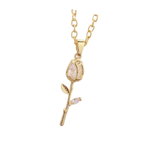 Fahoujs Goldkupfer Tulpen Blumenkette Mit Strasssteinen Die Tragbares Zubehör Für Hochzeiten Und Besondere Anlässe Detailliert Beschreiben Vintage Styles Halskette von Fahoujs