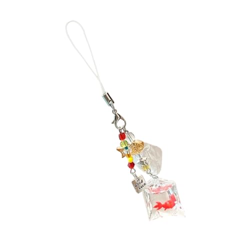 Fahoujs Handgefertigter Mobiler Charme Handgefertigtes Goldfisch Und Perlenhilfe Accessoire Für Naturliebhaber Und Stilbegeisterte Goldfischharz Keychain von Fahoujs