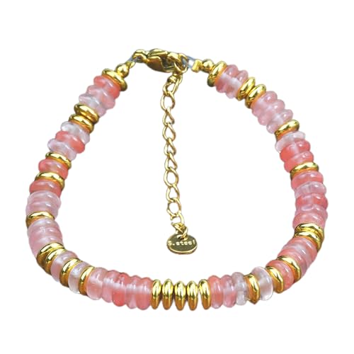 Fahoujs Handgefertigtes Armband Bunte Natursteinperlen Handchain Frauen Schmuck Handgefertigt Edelstein Barmisaden Accessoire von Fahoujs